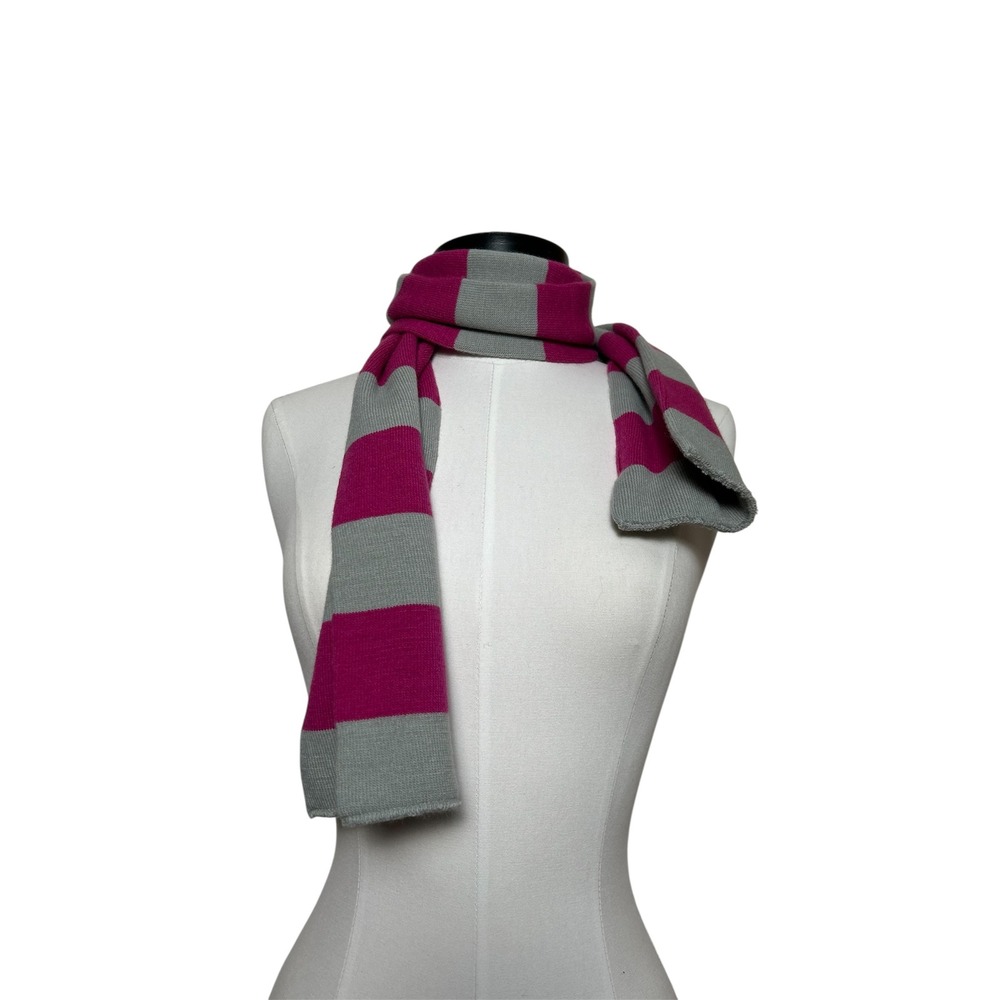 Y2K Xhilaration Pink Gray Striped Knit Scarf Grunge Stripes Layering Indie